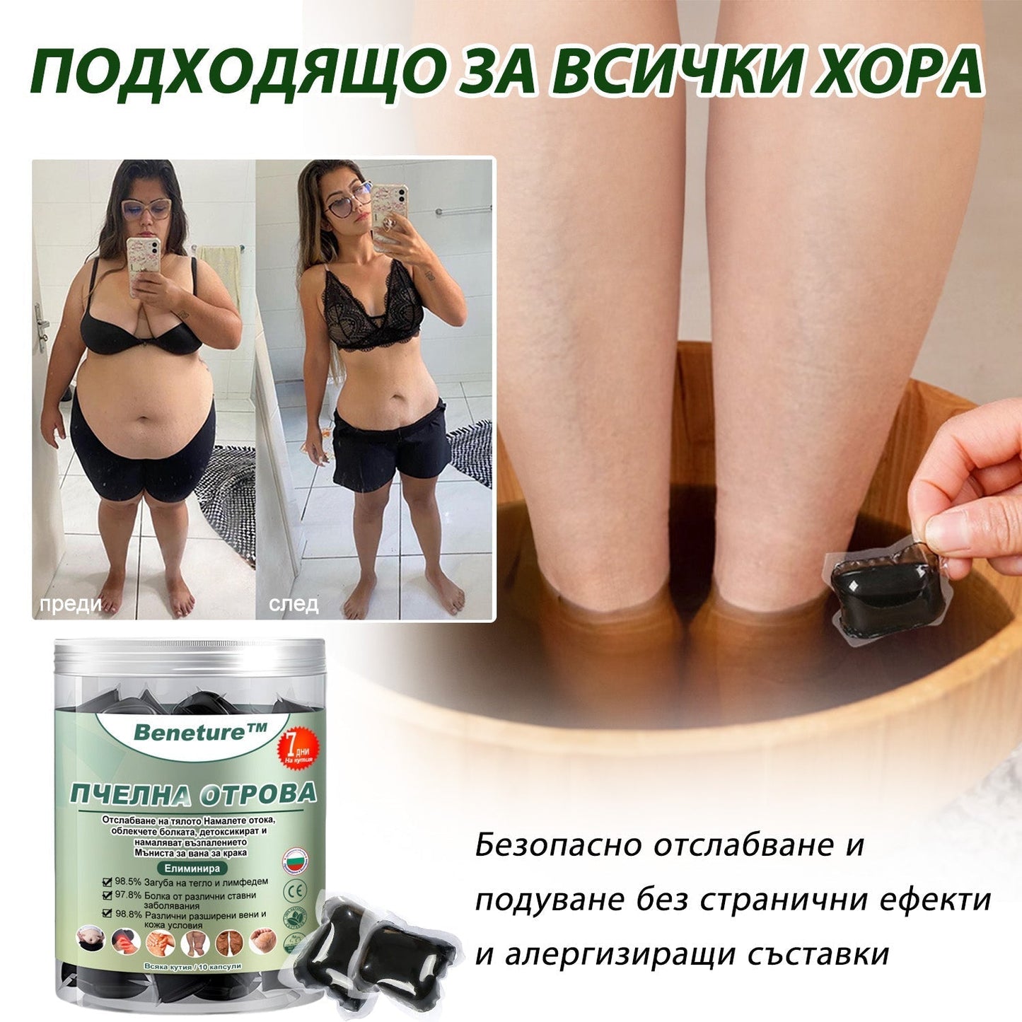 𝐁𝐞𝐧𝐞𝐭𝐮𝐫𝐞™ пчелна отрова за отслабване лимфен детоксикиращ крак топки 🫚-- Препоръчано от клиника Мейо